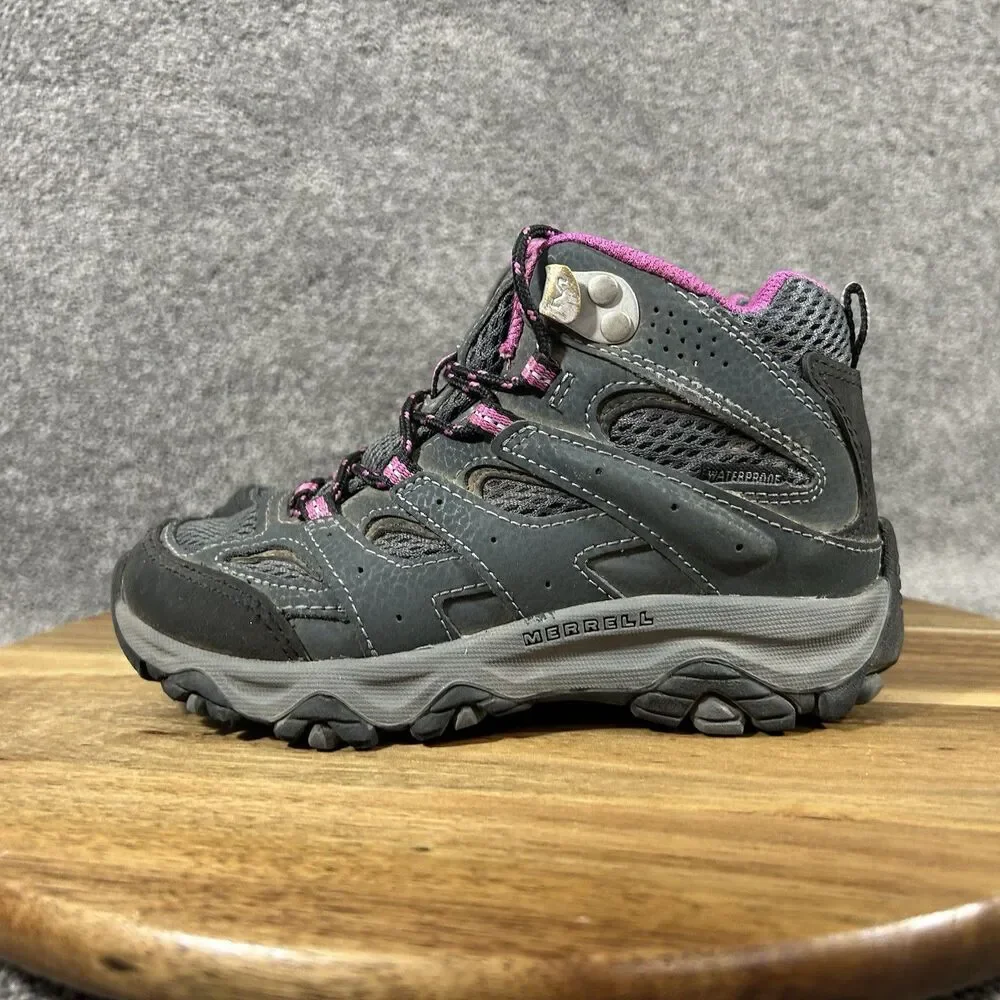 Merrell Moab 3 Mid MK165703 Kids Size 12 Granite Berry Hiking Trail Shoes Used